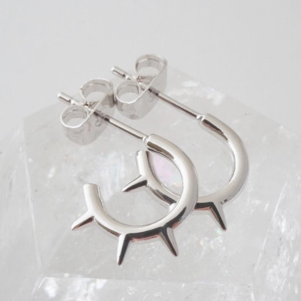 Spiked Huggie Earrings Silver